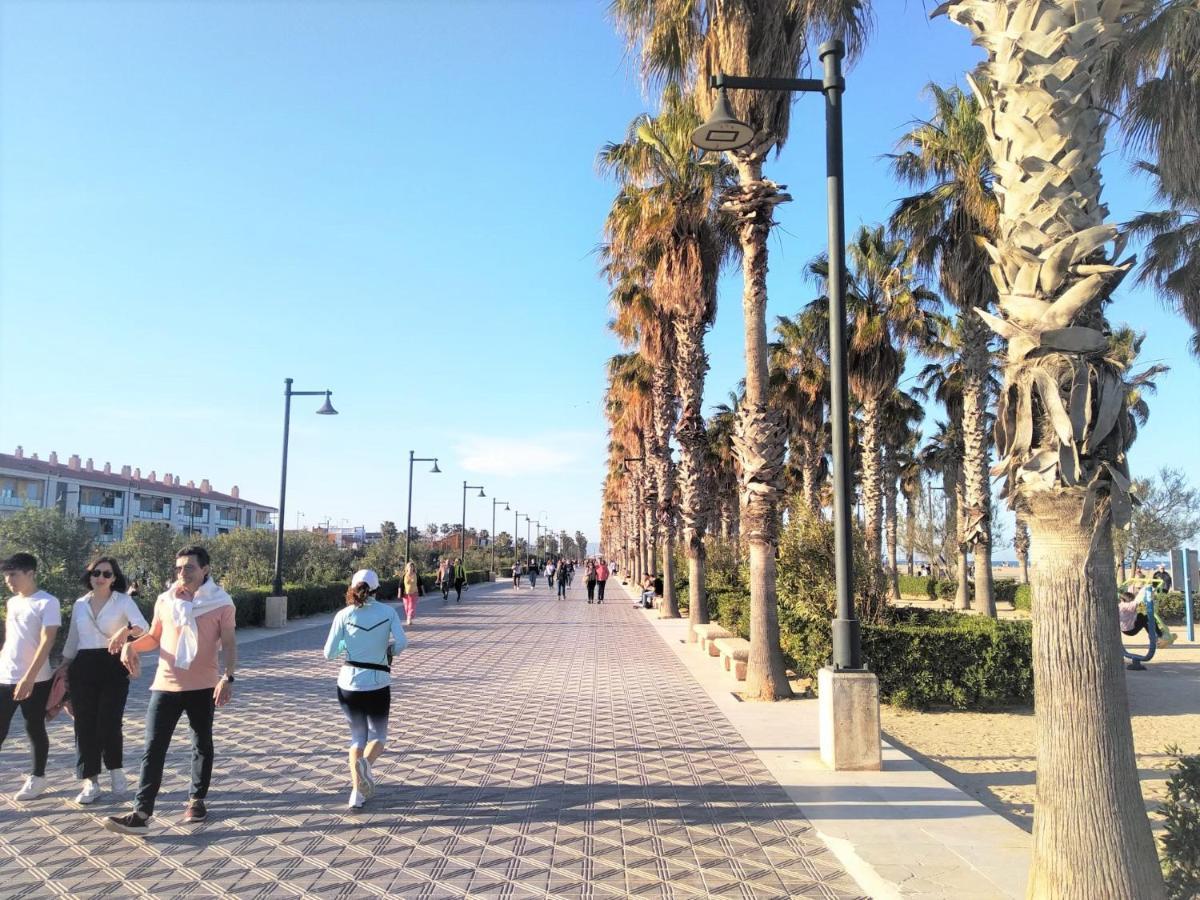 Apartamento 2 Hab En Malvarrosa A Metros De La Playa, Con Terraza Y Zonas Comun 3D Valencia Eksteriør bilde